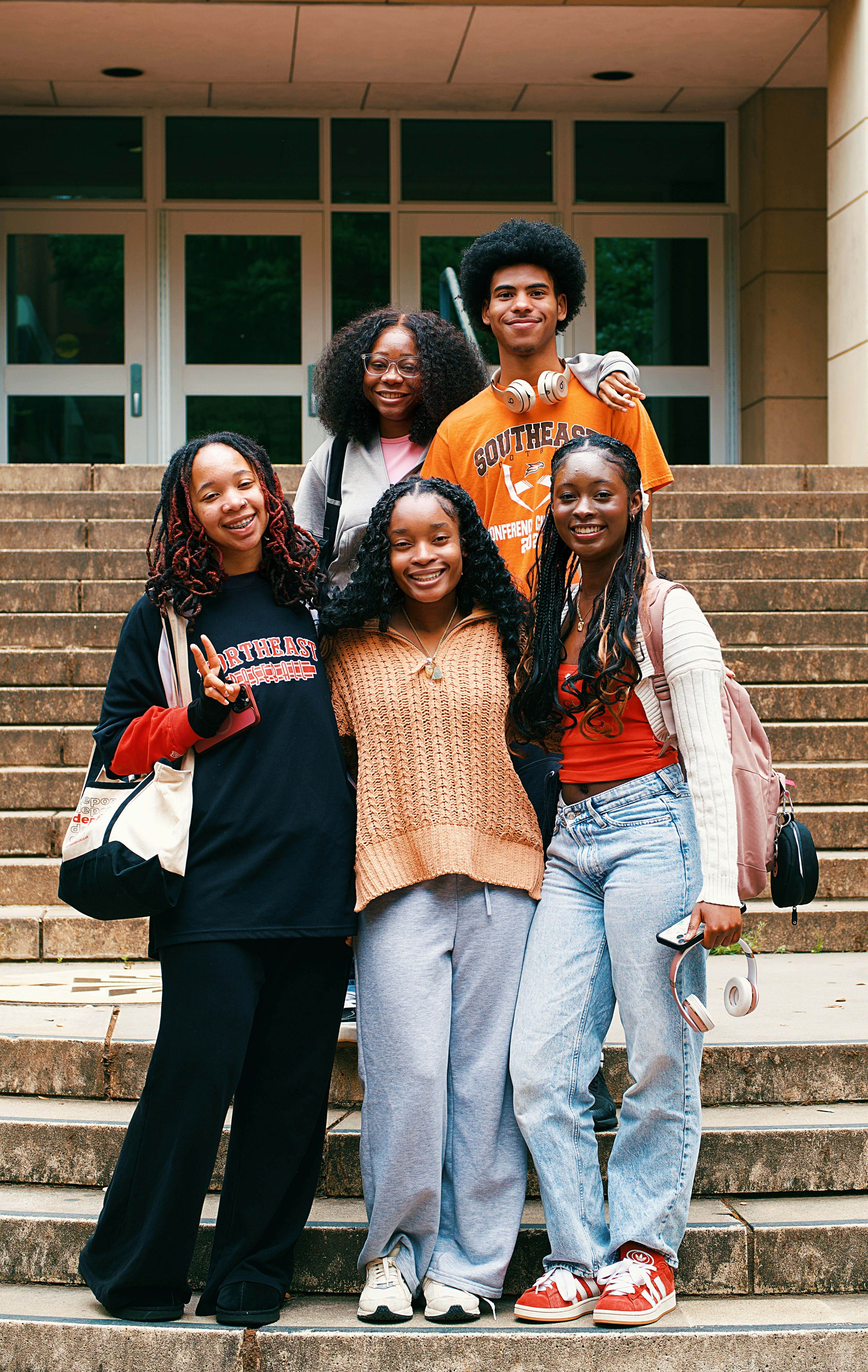 Group of African american students taking a photo