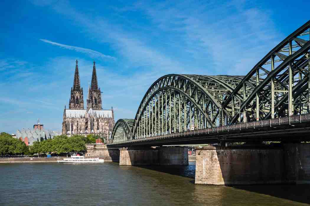Picture showing the Cologne cathedral and rhine river in Germany